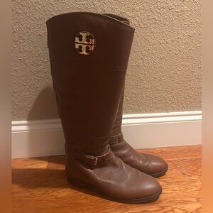 Tory Burch Brown Leather Riding Boots